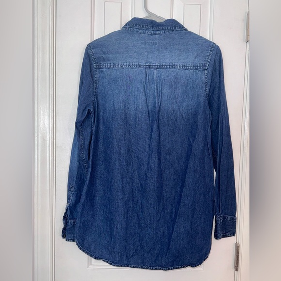 Merona women’s Blue Jean button up shirt with long sleeves and pockets Size M - Picture 8 of 12